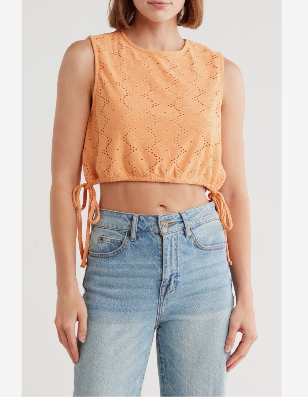Vero Moda Peach Eyelet Drawstring Crop Tank Small New